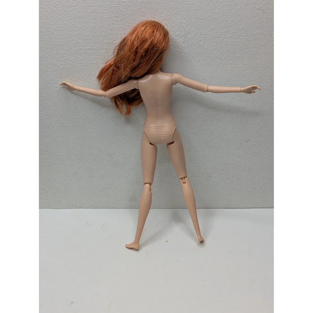 Barbie Articulated Redhead Doll Nude Fitness Auburn Red Hair 2015